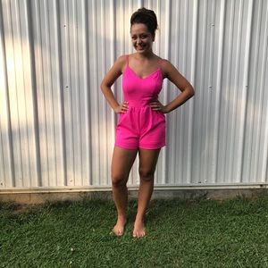 Hot Pink Spaghetti Strap Romper